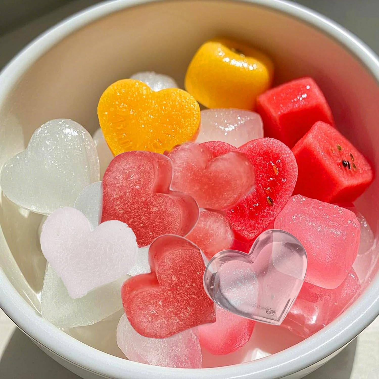 3 Pcs Heart Shaped Ice Cube Trays 10-Cavity Heart Shaped Silicone Molds Pink Red Heart Ice Cube Molds for Ice Cubes, Chocolate, Cocktails, Whiskey, Candle image number 3