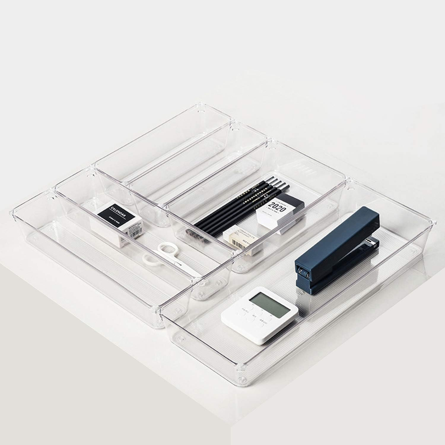 TRIXES 9PC Clear Draw Organizers - Storage Box - Make up Organizers - Kitchen Storage - Desk Organizers - Divider Trays - Kitchen Storage Containers - Assorted Sizes image number 6