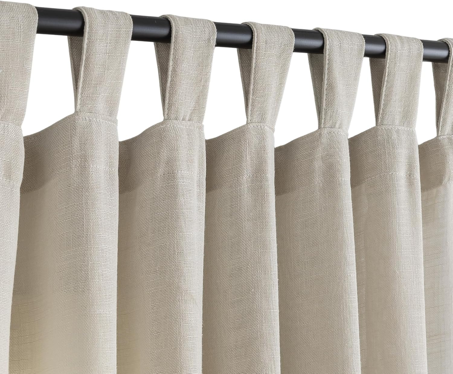 VOILYBIRD Natural Linen Semi Sheer Curtains Tab Top Light Filtering Elegant Curtains & Drapes for Living Room 52 X 84 Inch Length, 2 Panels, Linen Beige image number 2