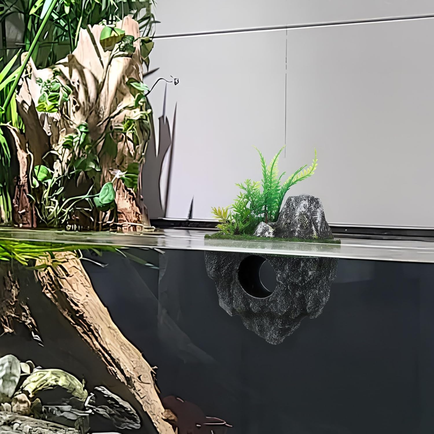 MHFOOU Floating Stone Aquarium Decoration, Realistic Rock Fish Tank Ornament Artificial Resin Suspended Stone Decor for Aquascaping, Resin Landscaping Decor image number 4