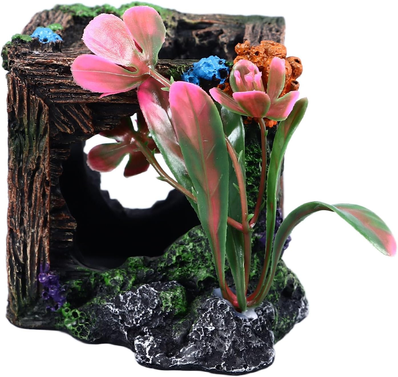 Aladeno Wooden Crate Aquarium Decorations Fish Tank Decoration Hideout for Fish Shrimp Hollow Scenic Aquarium Accessories Vivid Underwater Aquarium Decorations Suitable For image number 4