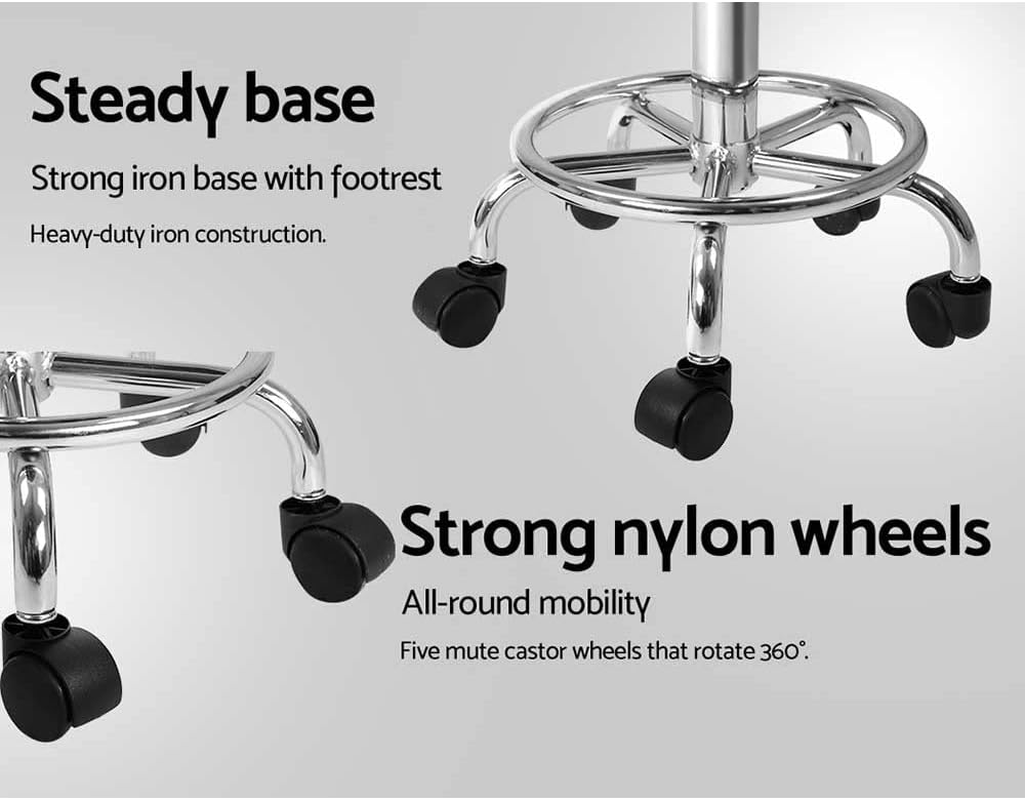 Artiss round PU Salon Stool, Bar Stools Swivel Lounge Drafting Chair Piano Guitar Seat Barber Chairs Outdoor Spa Indoor Home Office Kitchen Furniture, Adjustable Height Hydraulic Lift Black image number 1