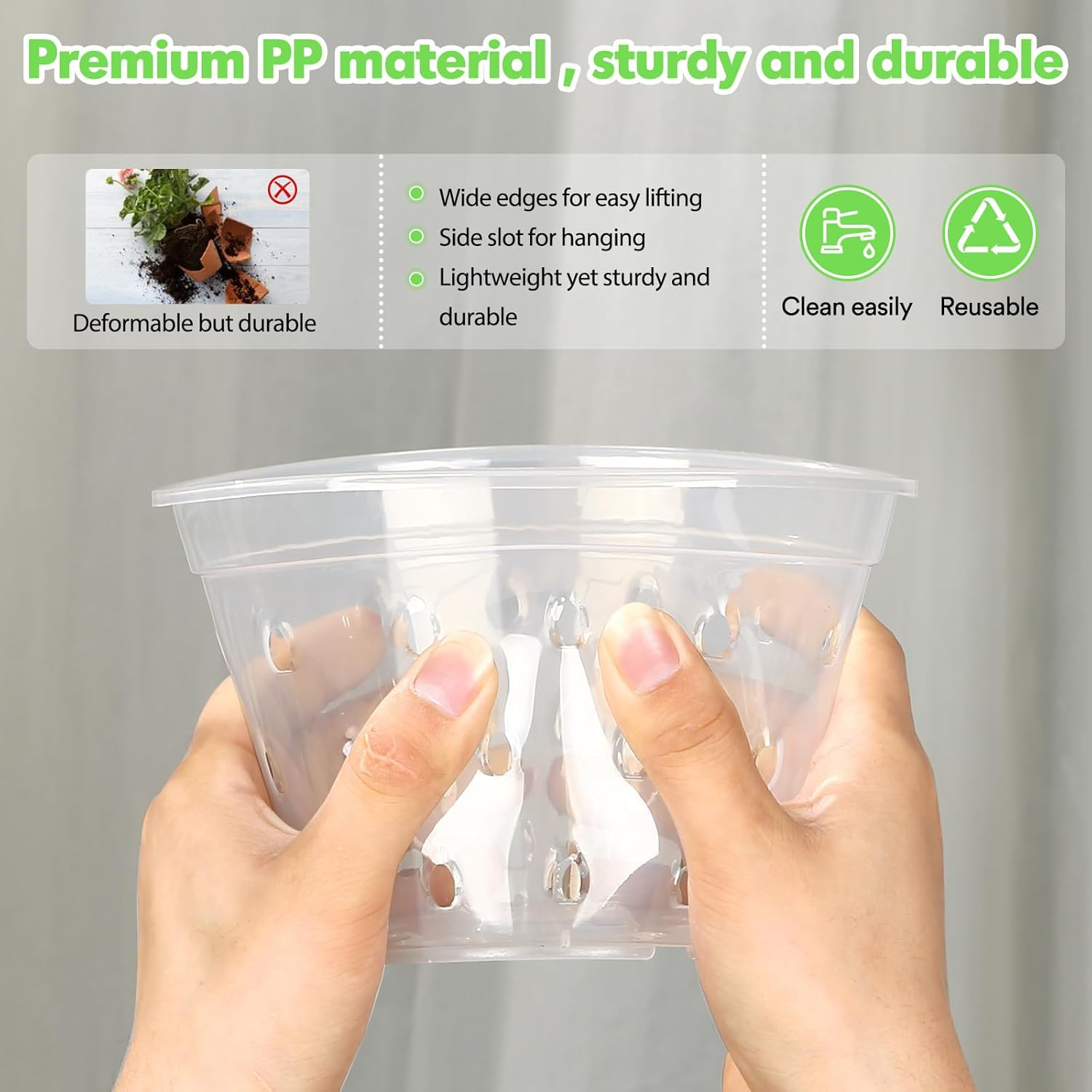 RAOOKIF 4 5 6 7 Inch Clear Orchid Pots for Repotting, 8 Pack Plastic Orchid Pots with Holes, Clear Pots for Orchid (4 Inch) image number 1
