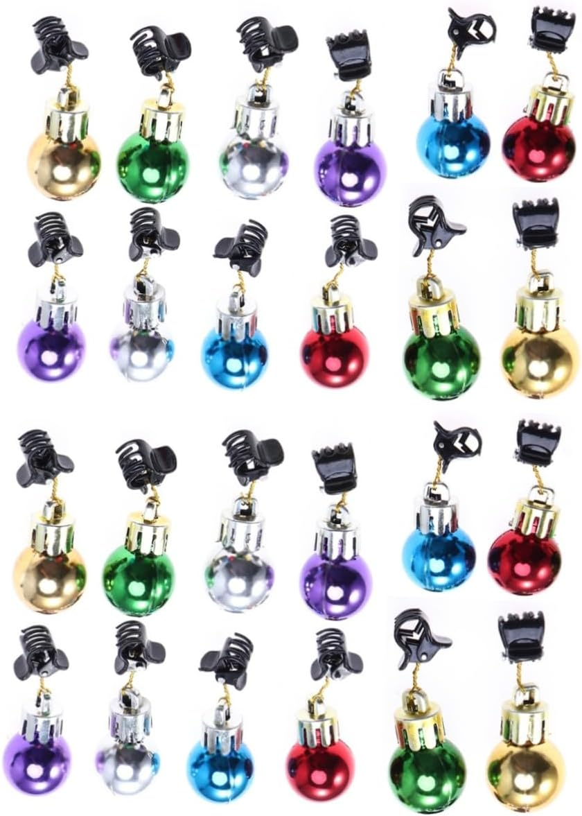 Ifundom 2Sets Beard Decorations Christmas Ornaments Festive Facial Hair Clips Shiny Beads for Holiday Celebrations 30Pcs*2 image number 3