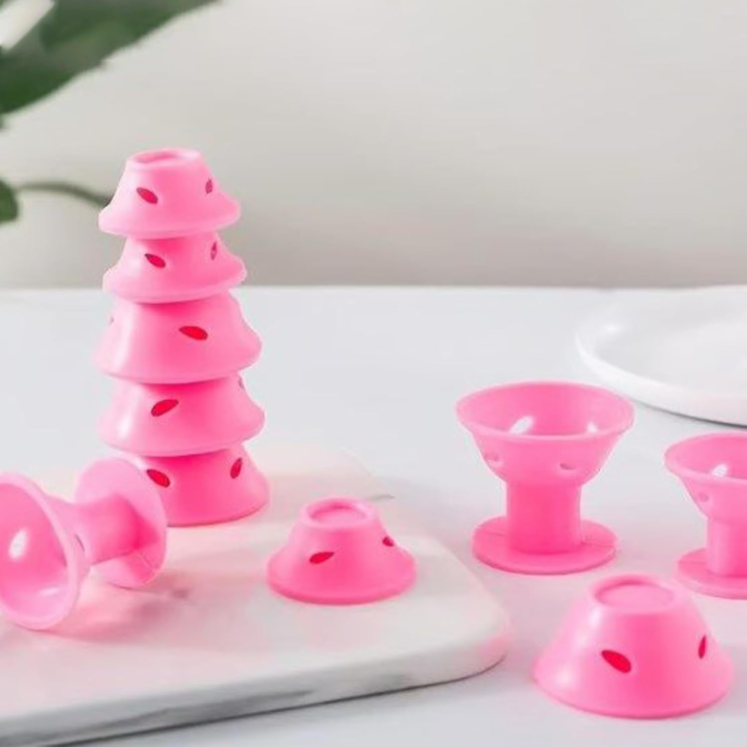 Heatless Curlers | No Heat Overnight Hair Curler - Set of 10 No Heat Curls for Overnight, Sleeping Hairdressing Curling Tools - Pink Large Size image number 3