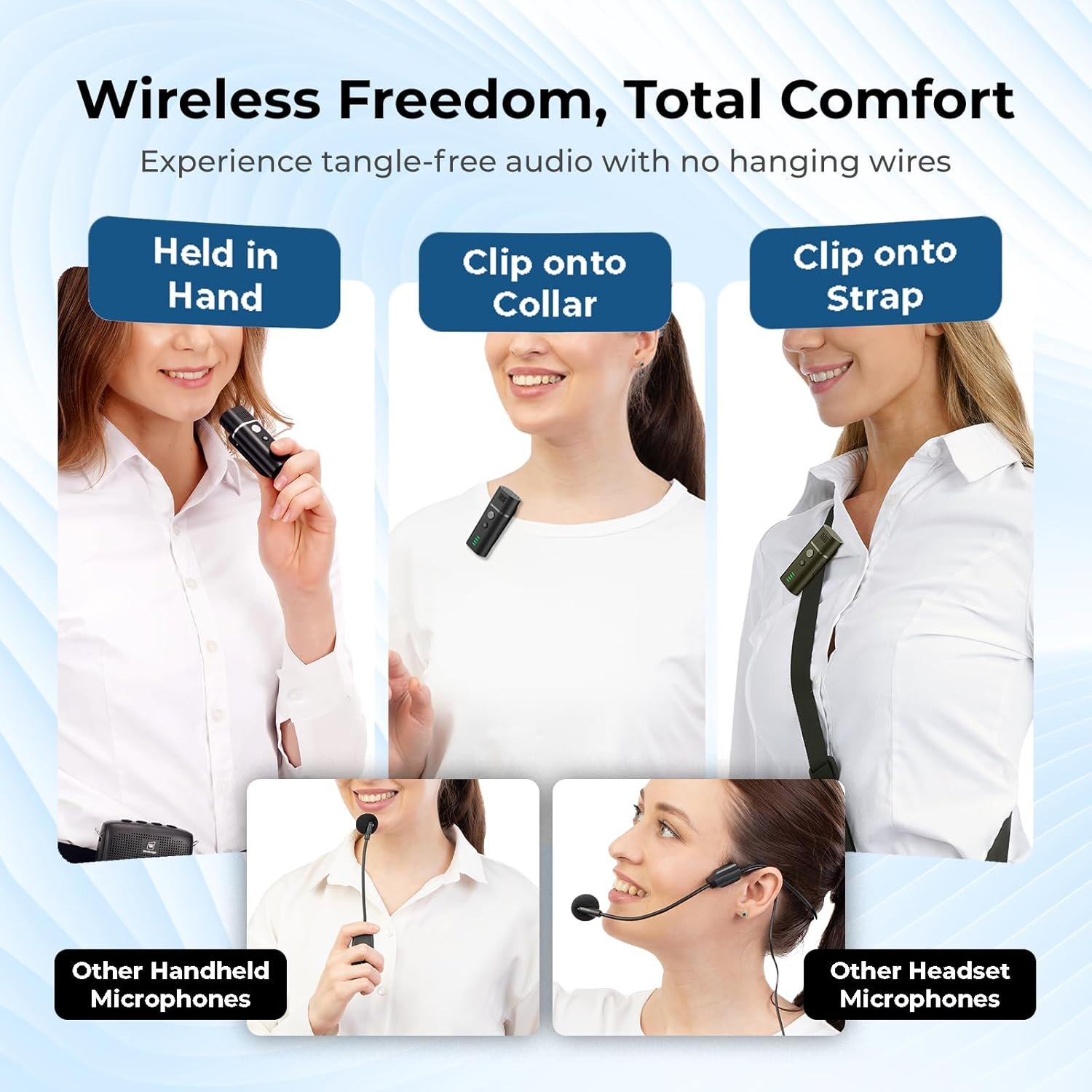 Winbridge Portable Voice Amplifier with Wireless Lavalier Microphone,Teacher Mic with Speaker,Wireless Lapel Amplifier for Teachers, Clip on Microphone System Bluetooth Speaker,Mini Megaphone WB006 image number 4