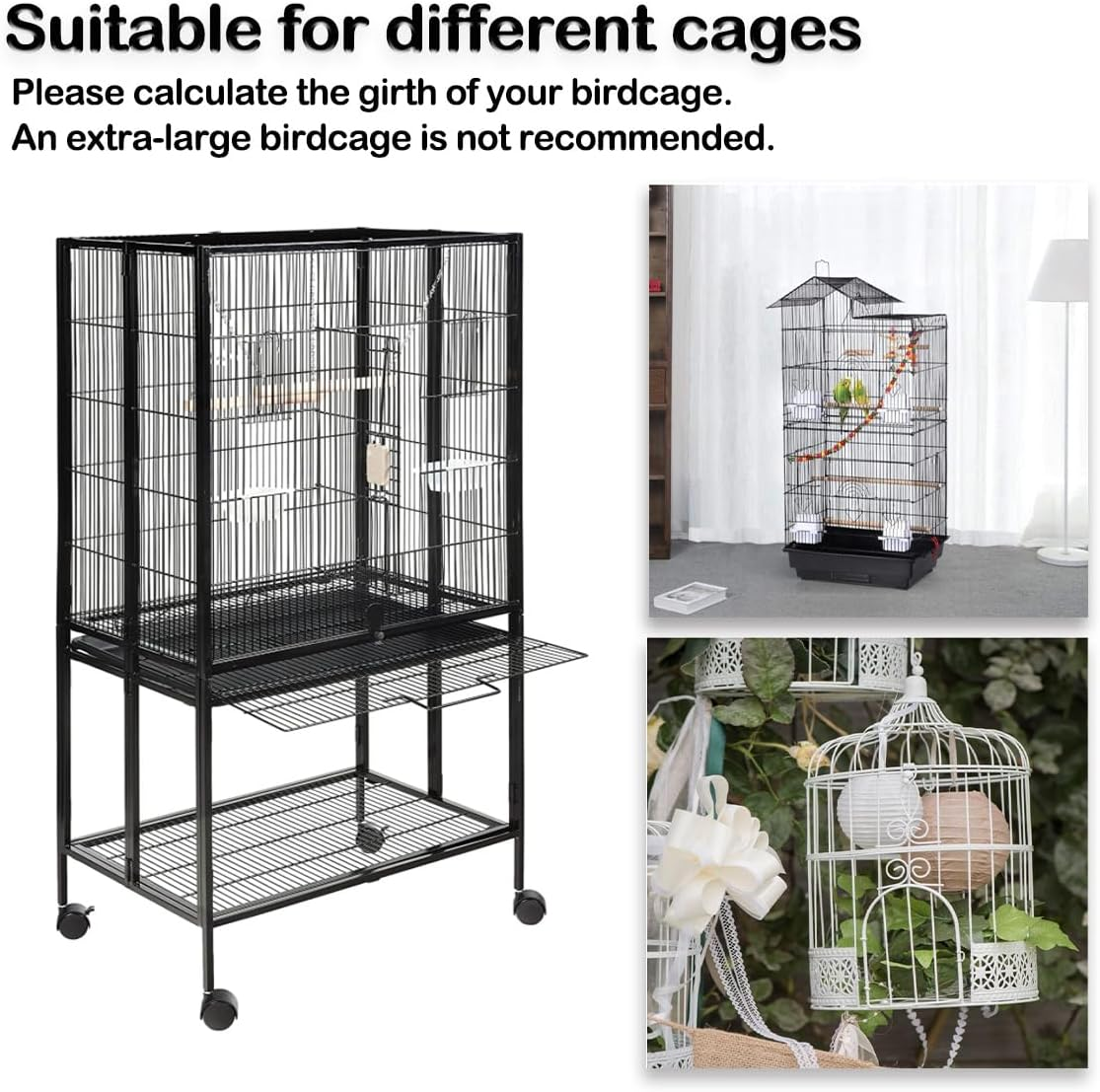 LICQIC Bird Cage Seed Catcher, Adjustable Birdcage Cover, Stretchy Bird Cage Cover (Black, 118.1 X 15 Inch/ 300 X 37 Cm) image number 6