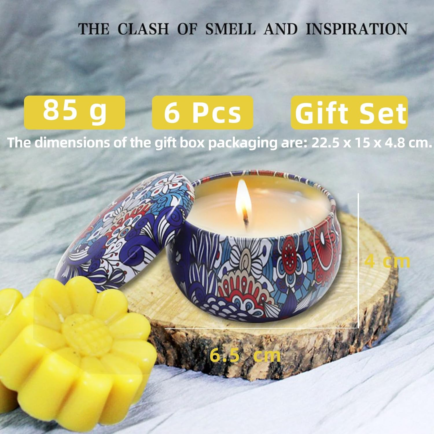 EZKOXAH Scented Candles Gift Box Set 85G X 6, Pure Natural Soy Wax, Portable Travel Tin Jar Aromatherapy for Her Christmas, Valentine'S, Mother'S Day, Mom Birthday, Women (Pack of 6) image number 1