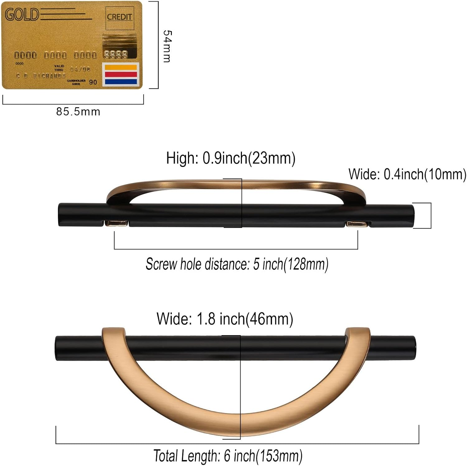 Amerdeco 10 Pack Black Brushed Gold Cabinet Pulls 5 Inch(128Mm) Hole Centers Kitchen Cabinet Handles Hardware Kitchen Handles for Cabinets Cupboard Handles Drawer Pulls&hellip; image number 5