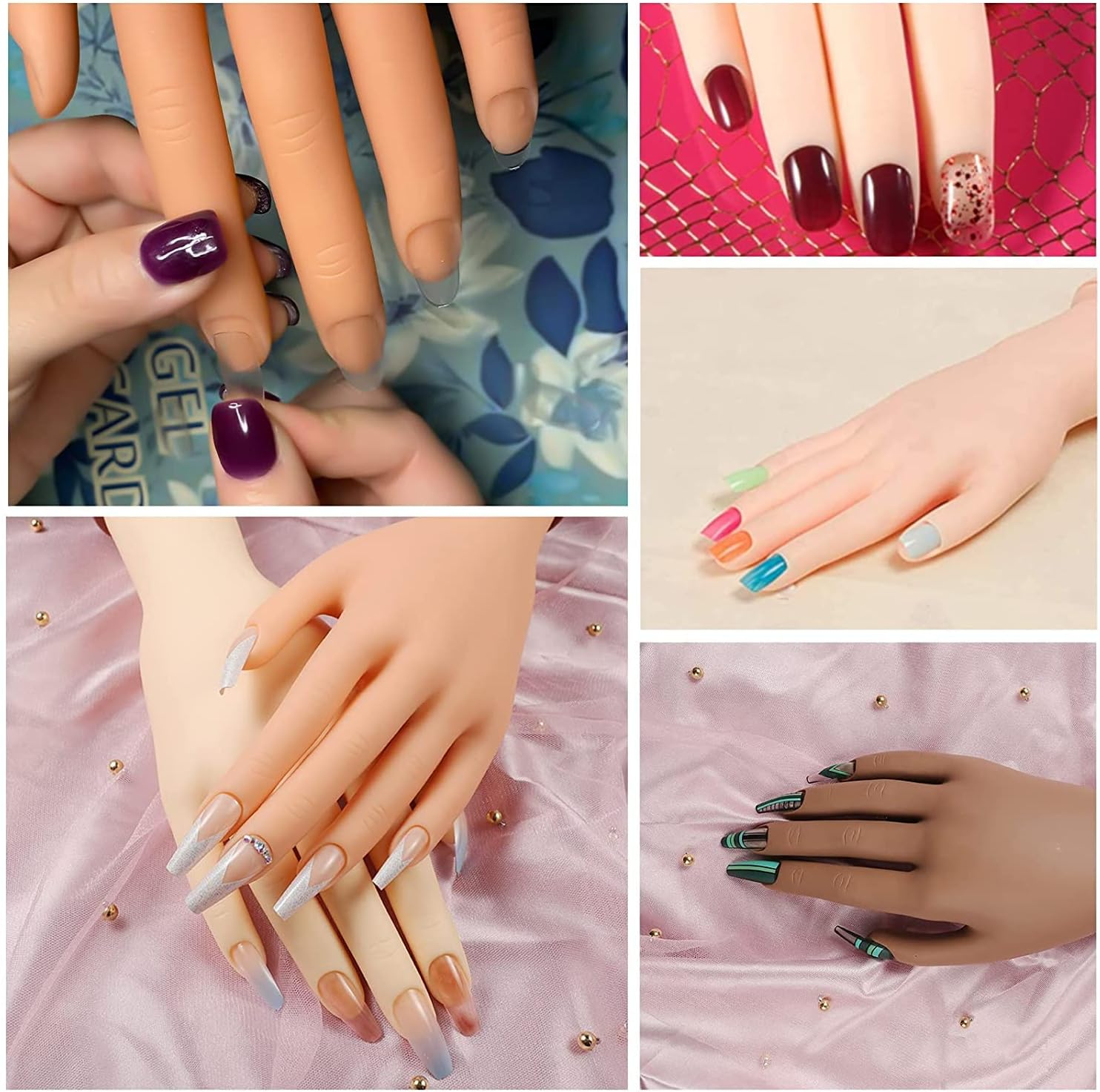 Nail Practice Hand for Acrylic Nails, Mannequin Hands for Nails Practice, Flexible Fake Hands to Practice Fake Nails Bendable Fake Hand Manicure Practice Hands Nail Art Training Hand 1Pc image number 6