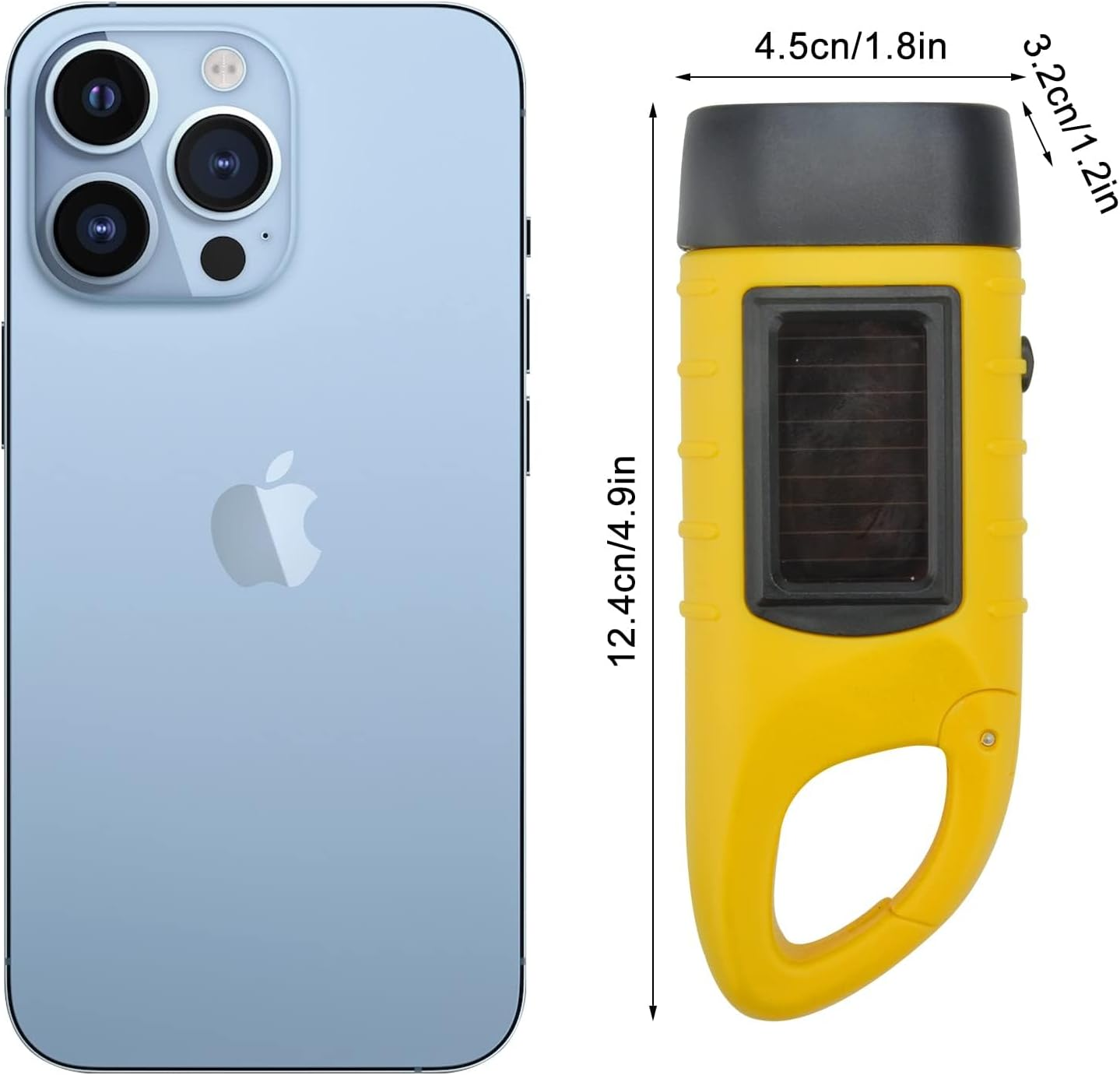 Hand Crank Torch, Rechargeable LED Flashlight 2Pcs Solar LED Flashlight Hand Crank Torch Waterproof Emergency Light Outdoor Portable Camping (2 Pieces, Yellow) image number 6