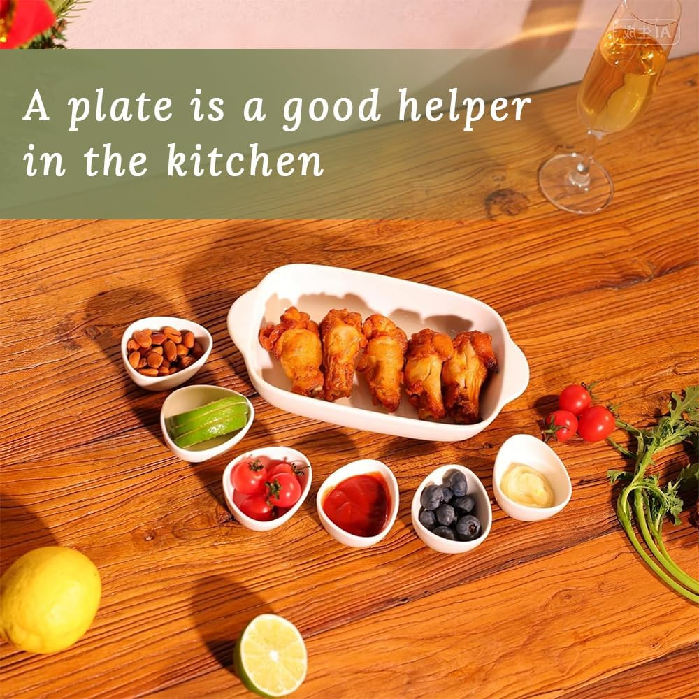 GUDAJIN Four-Piece Bakeware Set, White Ceramic Baking Tray for Daily Baking Cakes, Rectangular Baking Tray with Handles, Suitable for Cooking, Banquets and Kitchens image number 1