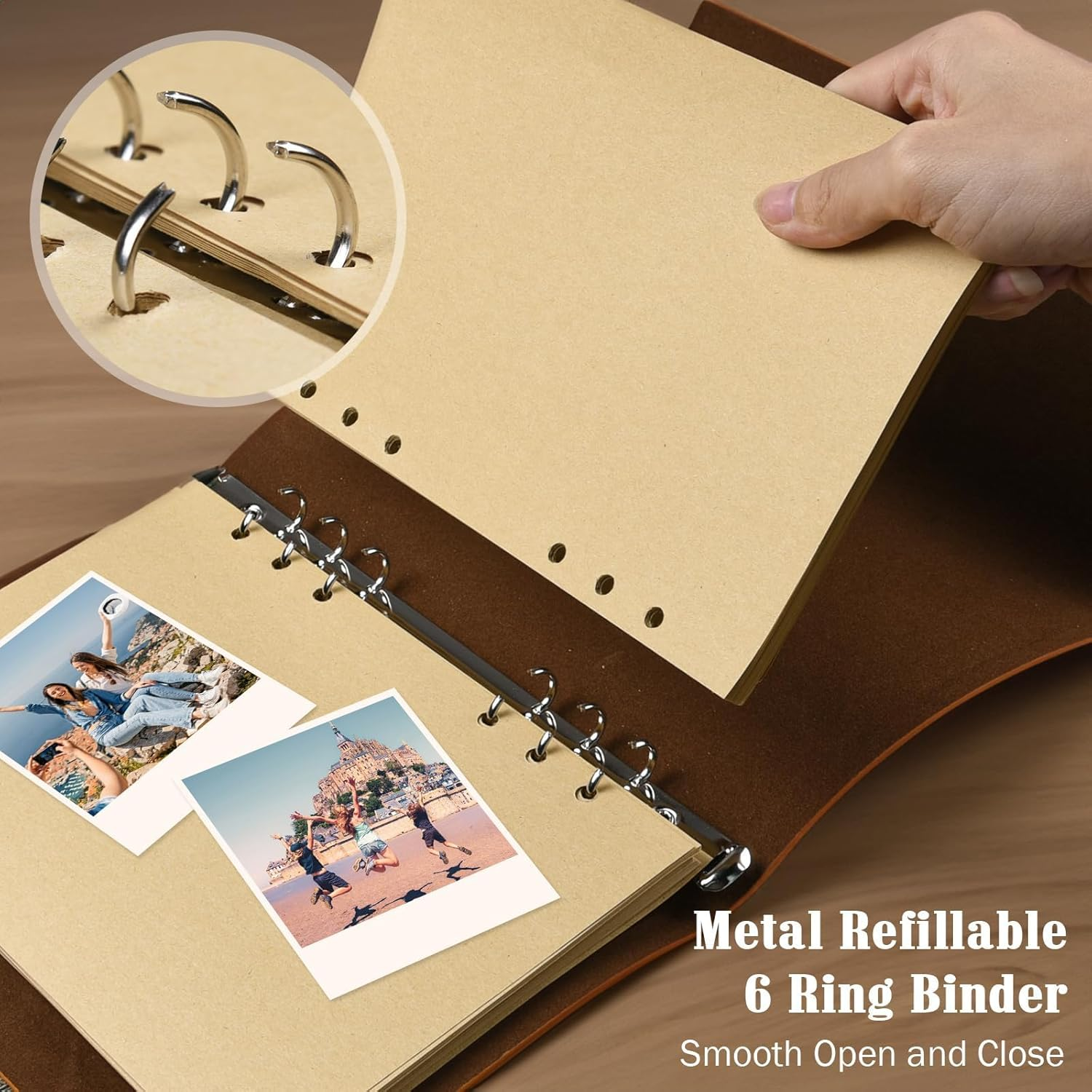 Leather Journal Notebook, Travel Journal with 2 Pockets, Vintage Refillable Journal for Writing, Diary Journal for Women, Men, Girls and Boys, 100GSM Blank Paper, 160 Pages (Green A5 16.5 X 23.4Cm) image number 3