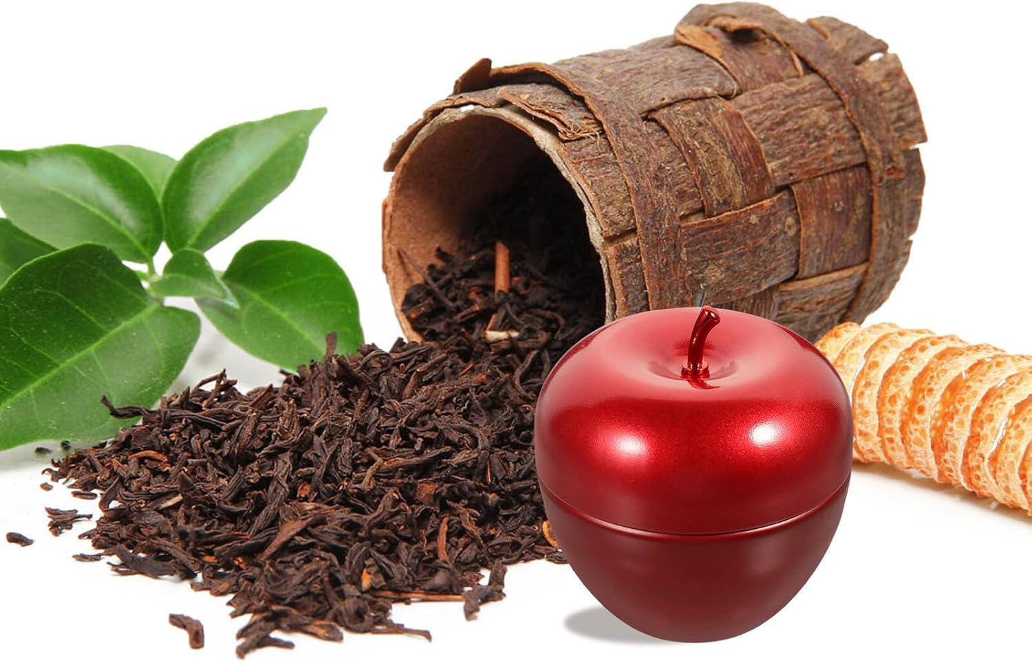 KICHOUSE 10Pcs Tinplate Apple Shaped Candy Containers Tea Jar Red Storage Canister for Tea Leaves Coffee Dried Fruits Jewelry Display Home Accessory image number 3