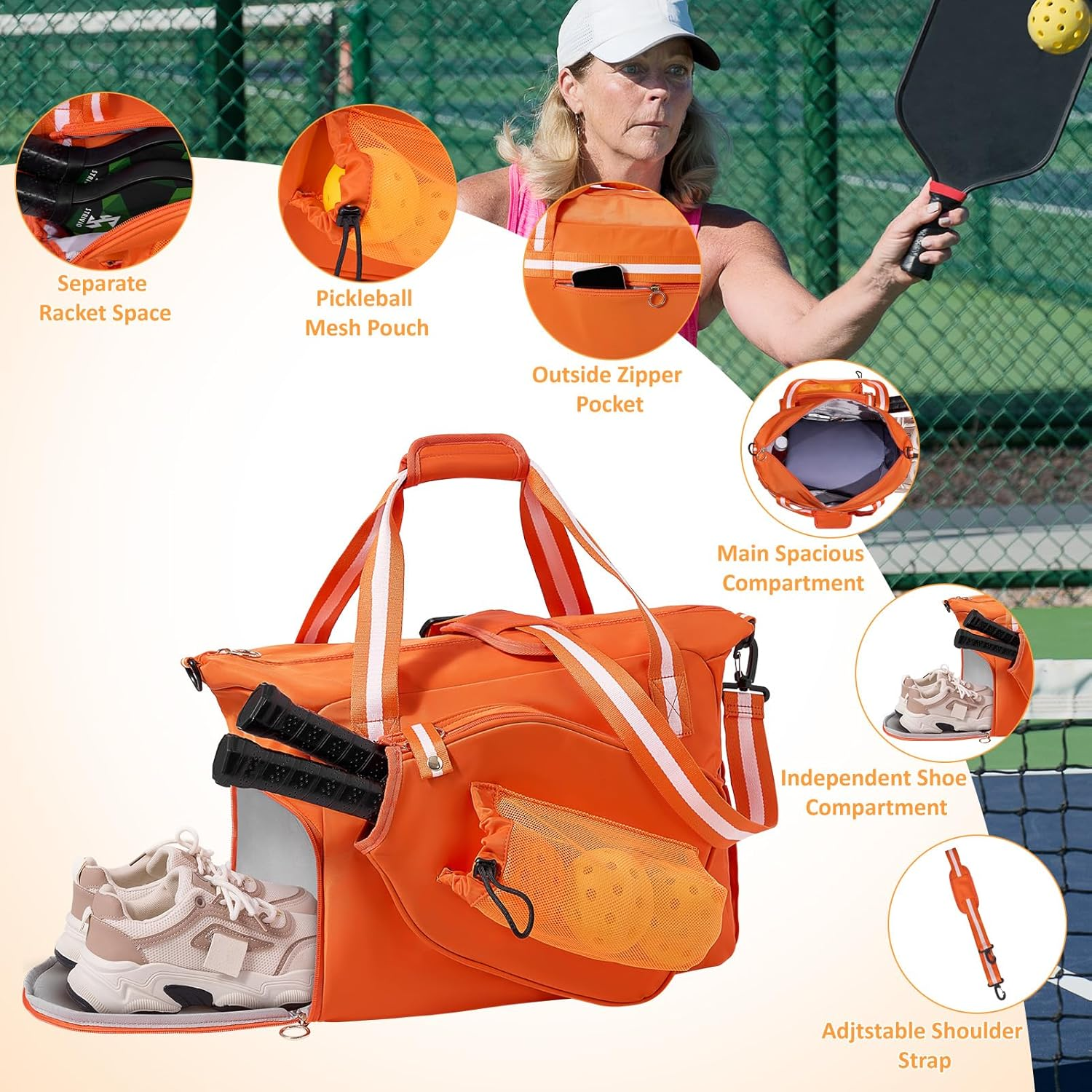 ROYAL MOUNTAIN Pickleball Bag for Women Men,Pickleball Tote Bag with Shoe Compartment image number 1