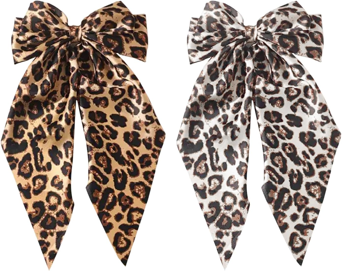 2 Pieces Leopard Print Retro Hair Clips with Bow Cosplay Hair Accessories Hair Accessories Hair Clips for Women image number 1