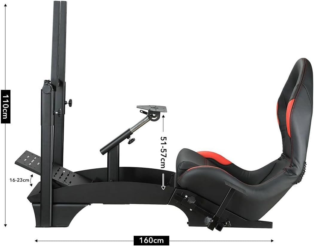 AUSWAY Racing Simulator Gaming Chair with Monitor Stand Racing Wheel Stand Cockpit Adjustable with Seat Logitech G25 G27 G29 G920 Xbox Xbox360 PS2 PS3 PC WII image number 5