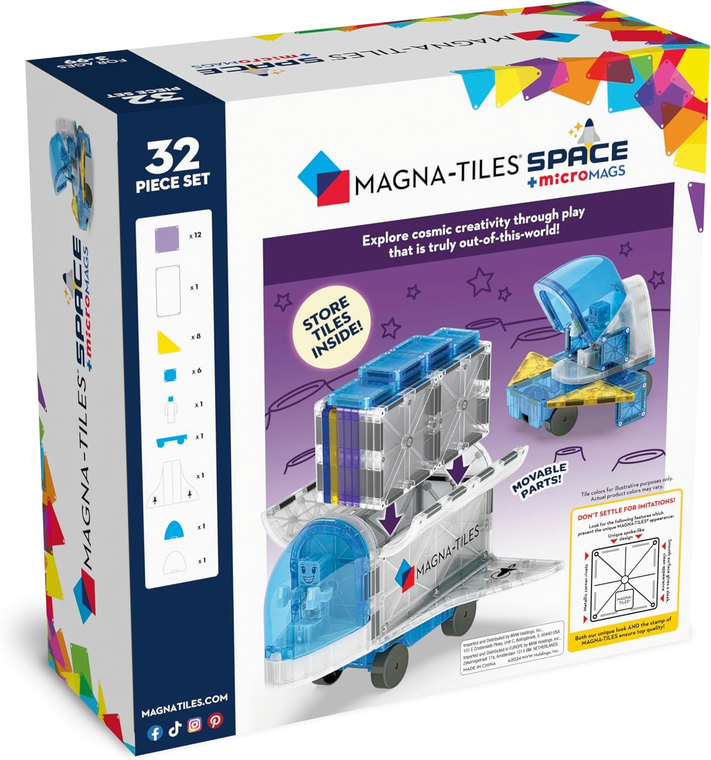MAGNA-TILES - Space + Micromags - 32 Piece Set image number 6
