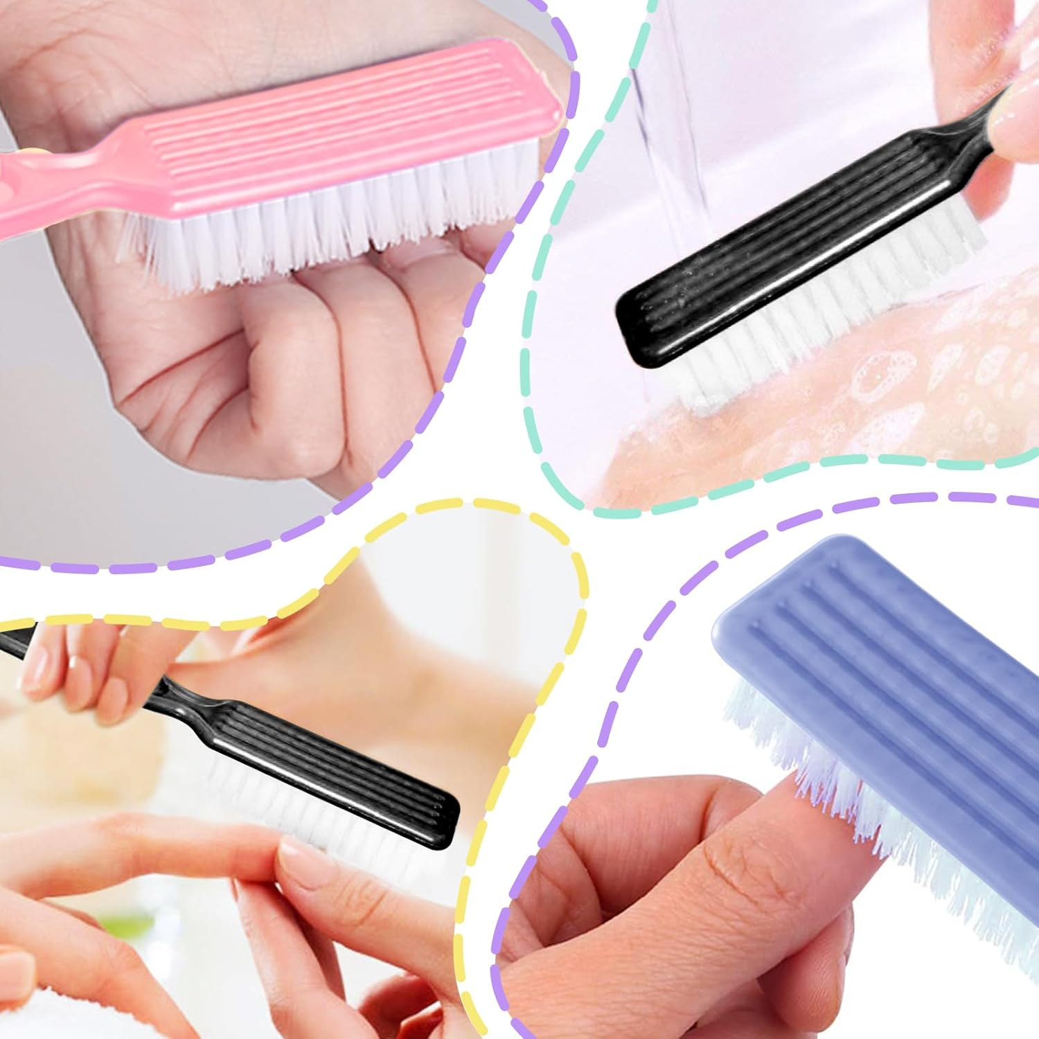 8 PCS Nail Brush for Cleaning Fingernails, Handle Grip Nail Scrubber Brush, Cleaner Brushes Manicure Tools Scrub Brushes Kit, Toenail Brush to Clean under Nails Pedicure Foot Small Brush Women Men image number 6