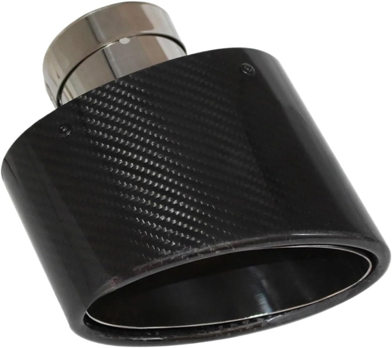 Gloss Carbon Fiber Car Muffler Tip Exhaust Tip Nozzle Decoration Universal Stainless Silver Oval 150Mm Tilting Left Right(Right 54) image number 4