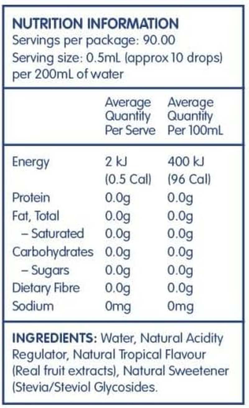 Vital Zing Stevia Tropical Fruit Water Drops 45 Ml