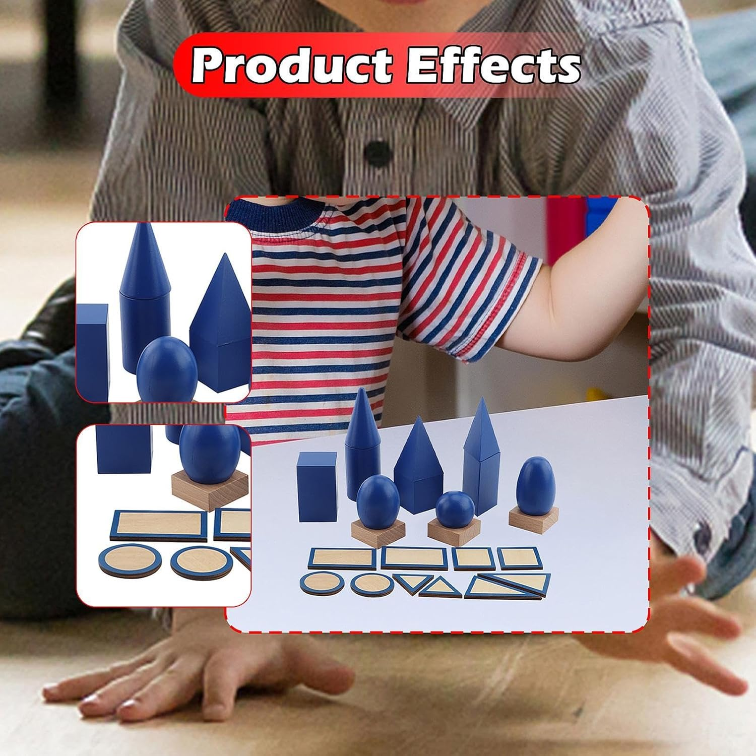 Shape Geometric Solids Wooden Geometric Shape Developmental Cylinders Math Game Sensory Toy Blocks for Boys and Girls image number 6