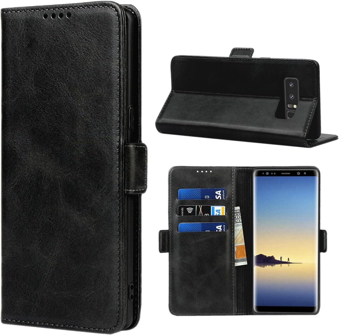 Cavor for Samsung Galaxy Note20 Ultra Case,Note20 Ultra 5G Case,Leather Wallet Phone Case with Magnetic Closure & Card Slots(6.9")-Black