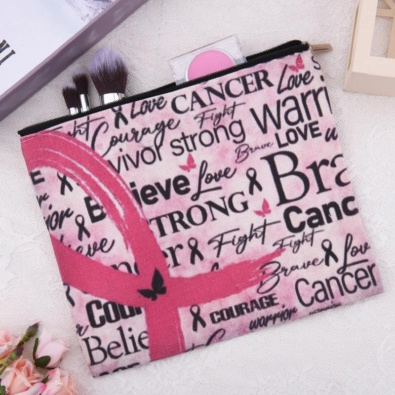 Pink Ribbon Breast Cancer Bag for Chemo Support Encouragement Inspirational Gifts for Women Breast Cancer Awareness Gift Bags Pouches for Patient Best Friend Cancers Survivor Gifts for Mom image number 4