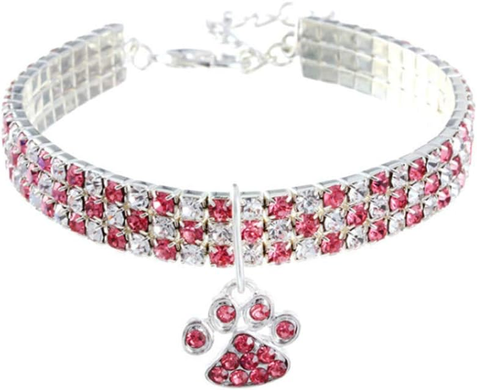 Rayminsino Pet Collar with Diamonds, Adjustable Crystal Diamond, Elastic Heart Claw Pendant, Wedding Cat and Dog, Small Pet Necklace Jewellery