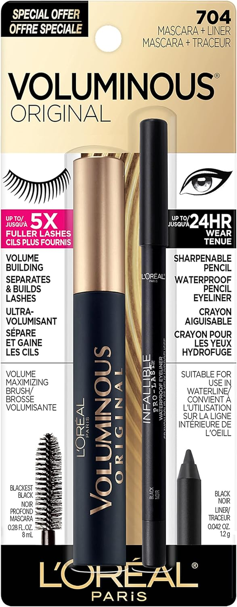 L'Oreal Paris L&rsquo;Oreal Paris Original Voluminous Mascara, Building Mascara Volume and Length Formula, Washable, Deep Violet, 0.26 Fl Oz., 1 Count