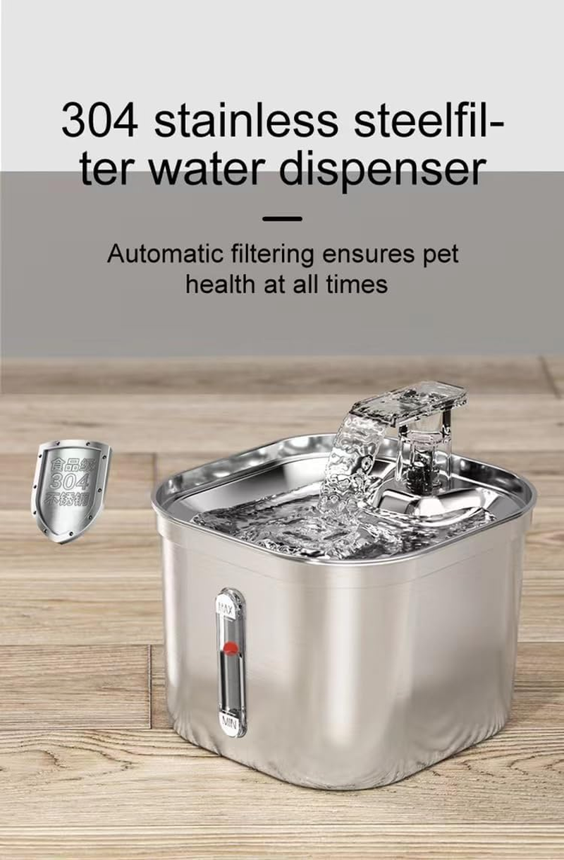 Cat Water Dispenser, Smart Induction Water Dispenser, Wireless, 304 Stainless Steel Cat Water Dispenser, Long-Lasting Battery Life image number 2