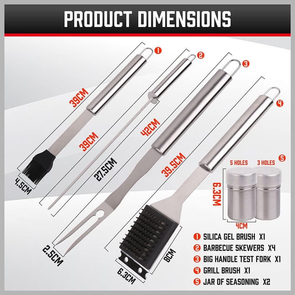 HORUSDY 18-Piece Stainless Steel BBQ Tool Set, Barbecue Grill Utensils Kit with Aluminium Case for Indoor and Outdoor Cooking (18-Piece Set) image number 4