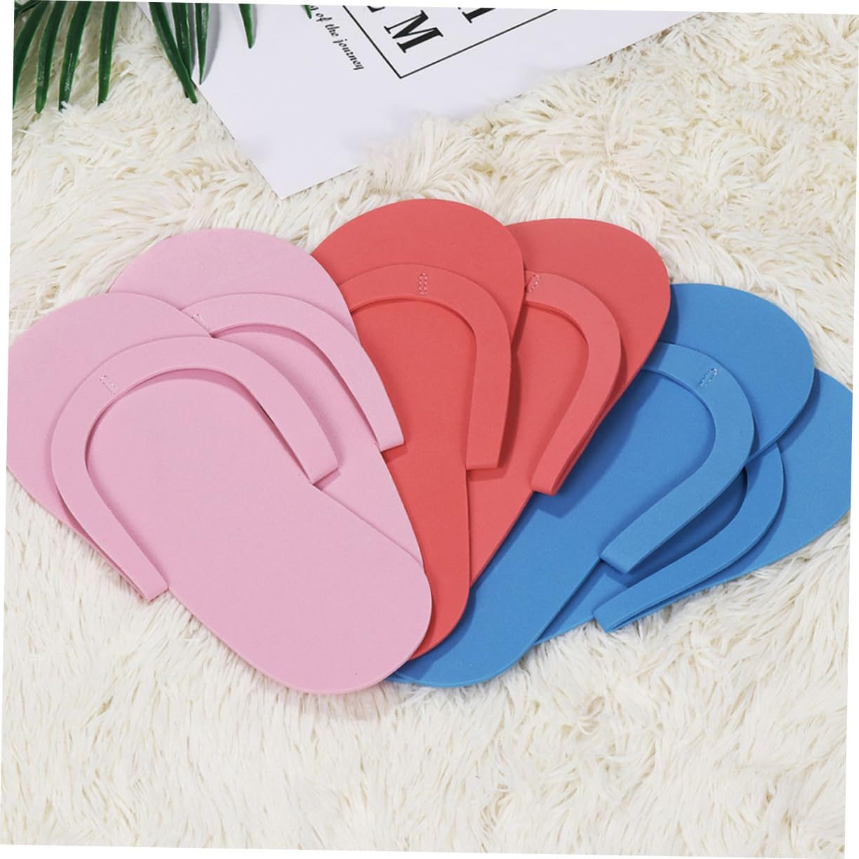 NAMOARLY 24 Pairs Disposable Pedicure Slippers Eva Foam Spa Slippers for Women Random Color Single Use Travel and Hotel Footwear