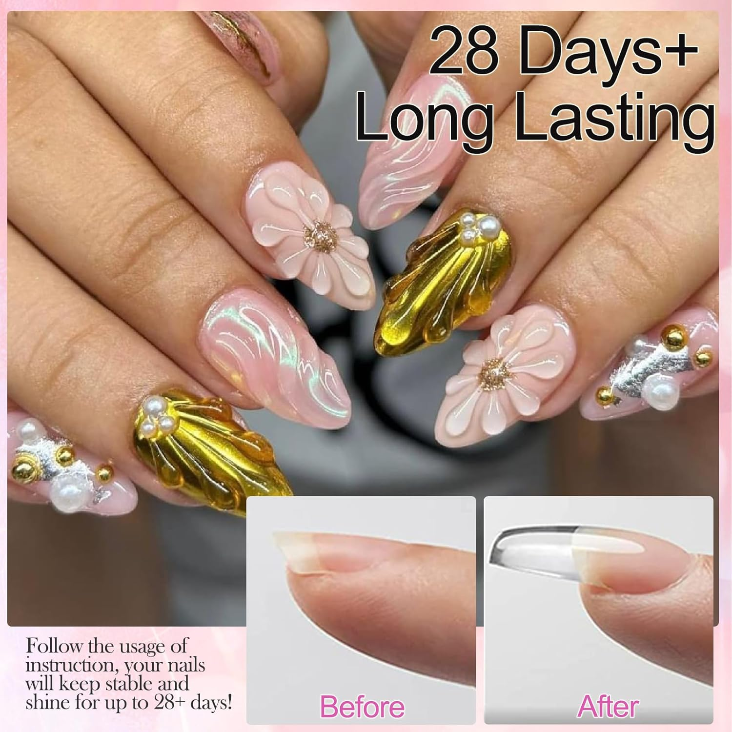 YEPYEPGO Solid Builder Sculpture Gel for Nails - Non-Sticky Hand 3D Sculpting Gel with Nail Forms, Nail Extension Nail Art Home Manicure DIY for Women, Clear 15G - 15G Clear Tool Kit image number 2