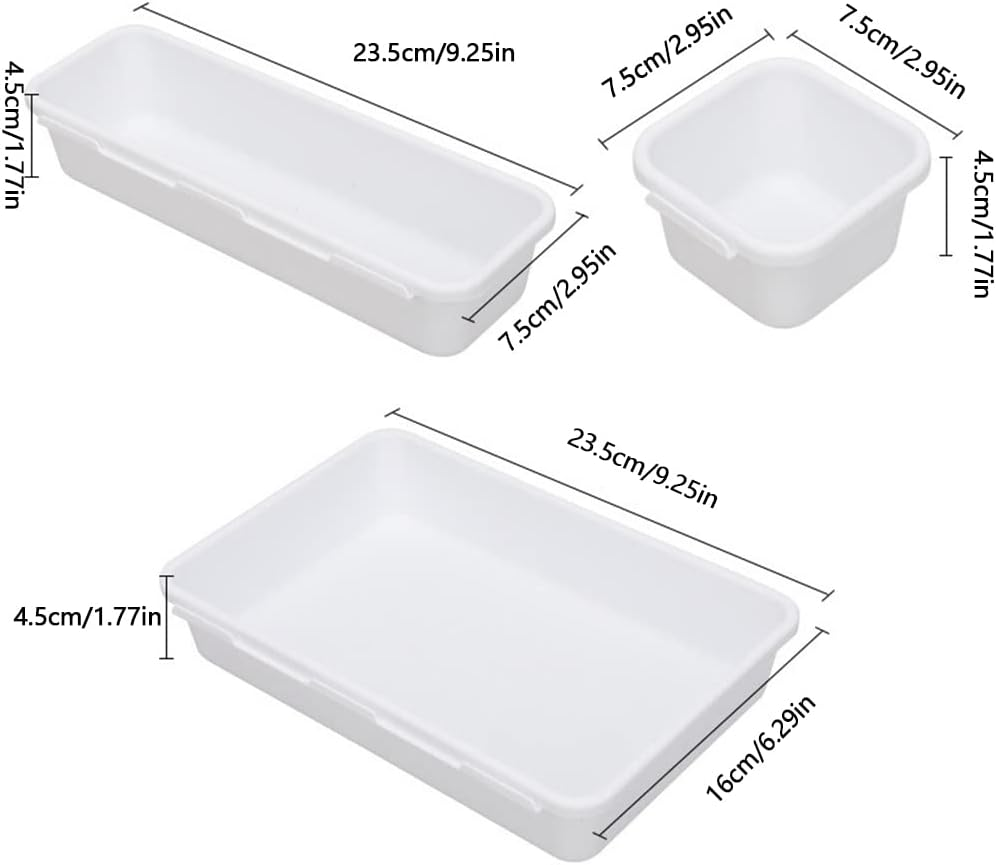 Tophomer 8Pcs Desk Drawer Organiser, 3 Sizes Plastic Storage Tidy Divider Trays for Kitchen, Bathroom, Office, Desk, Make-Up (Black) image number 1