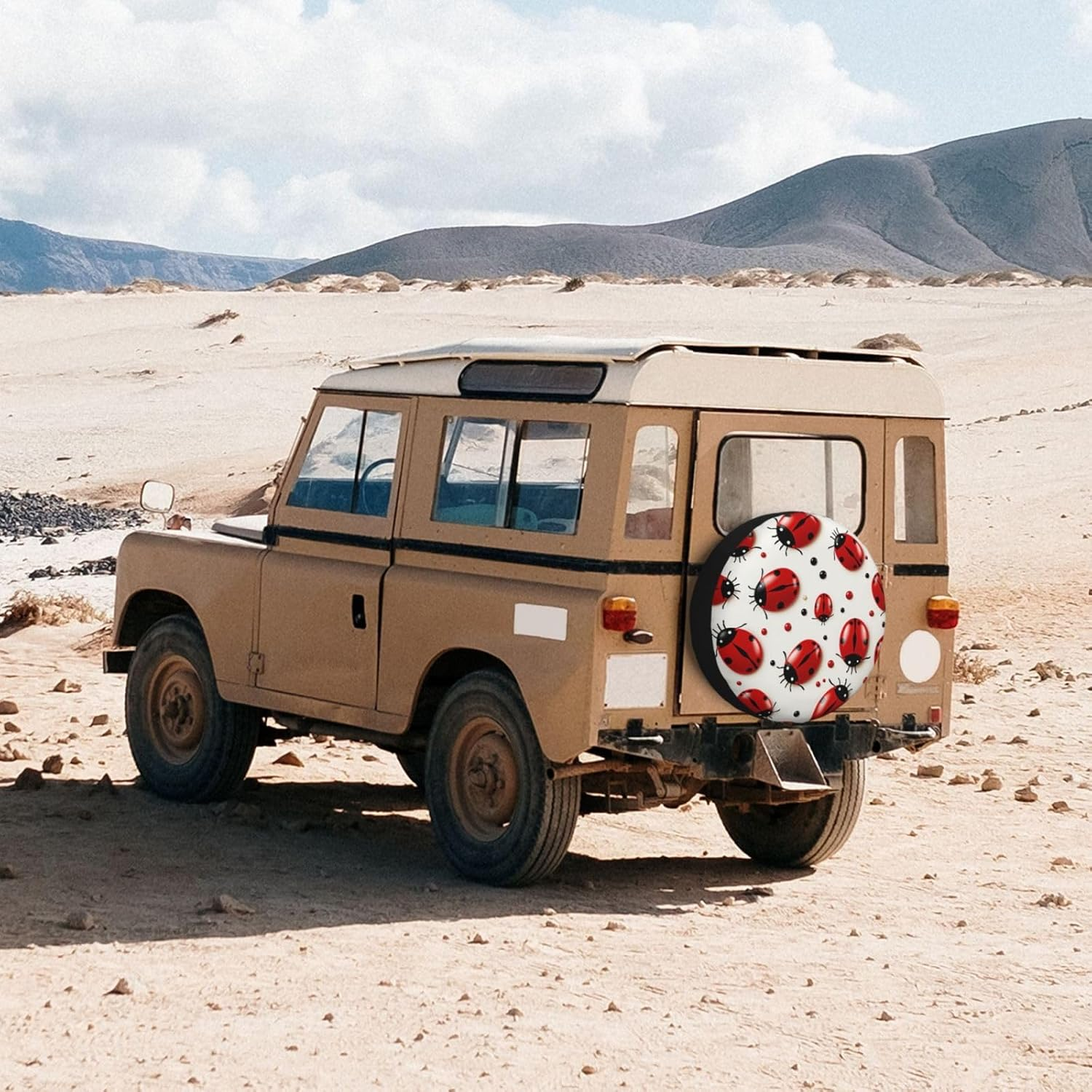 Red Ladybug Spare Tire Cover Weatherproof Automotive Wheel Cover Waterproof Dust-Proof Tire Protectors Travel Trailer Camper Tire Covers Universal 16 Inch