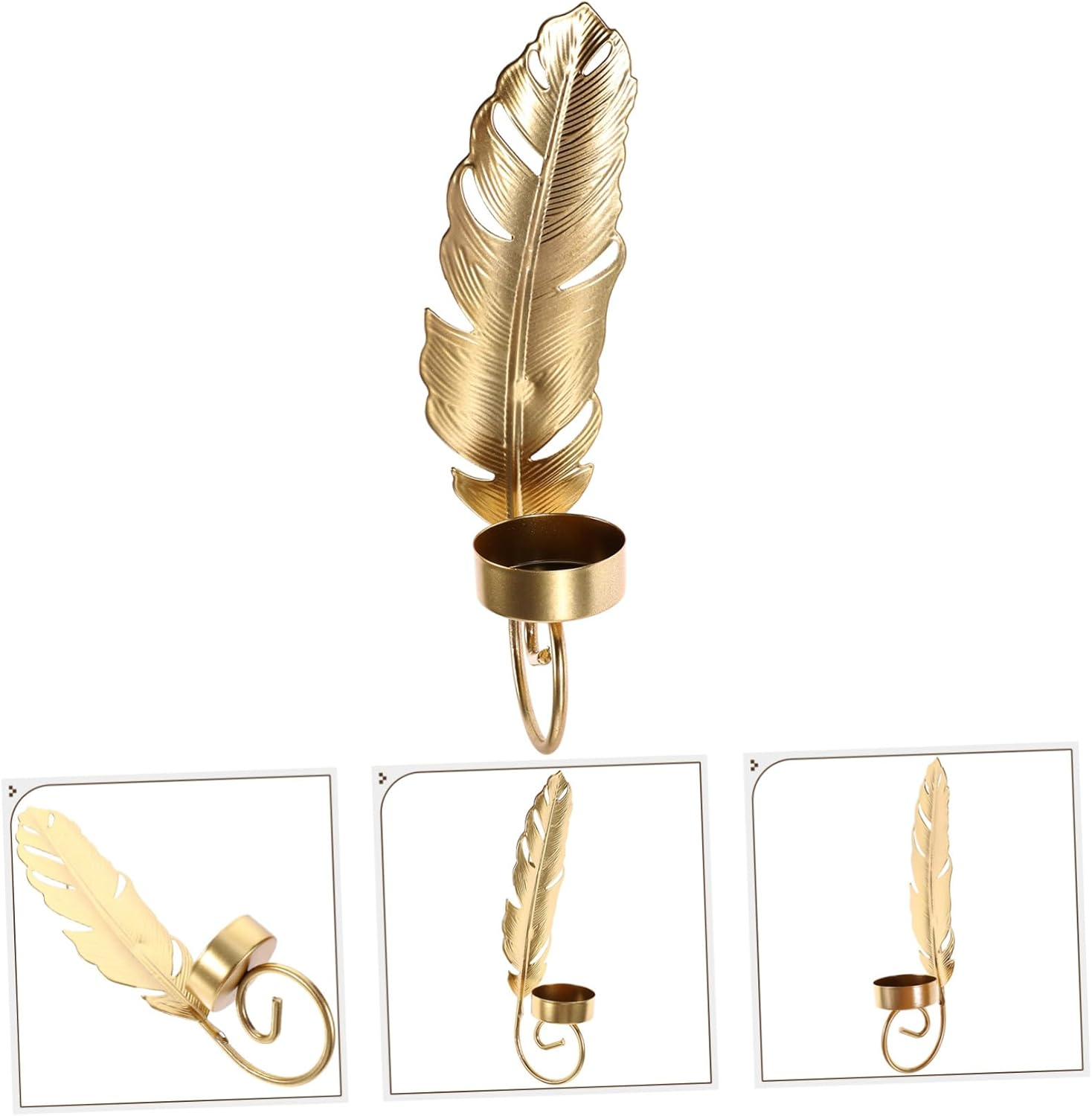 CORHAD Leaf Wall Hanging Candle Holder Metal Wall Mounted Sconce Tea Lights Candles Stand image number 2