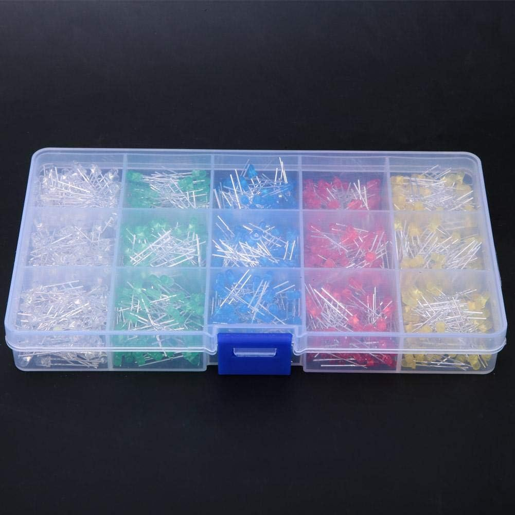 1000Pcs 3Mm LED Light Emitting Diode LED Light Emitting Diode Assorted Kit Red/Yellow/Blue/Green/White Color with Storage Box image number 2