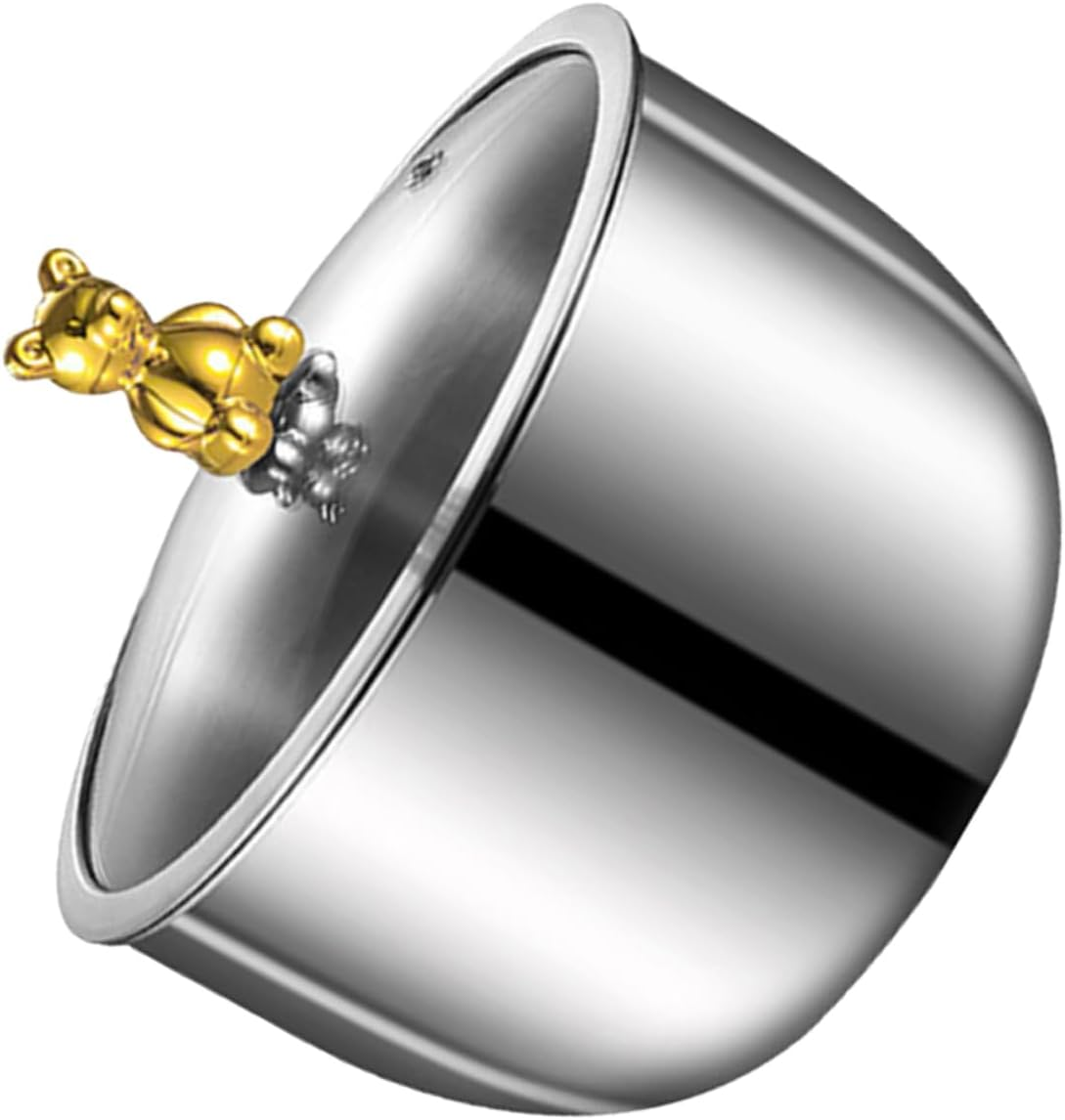 WOONEKY Stainless Steel Mixing Bowl for Dough and Salad Glass Lid Food Prep Bowl for Kitchen Baking and Serving