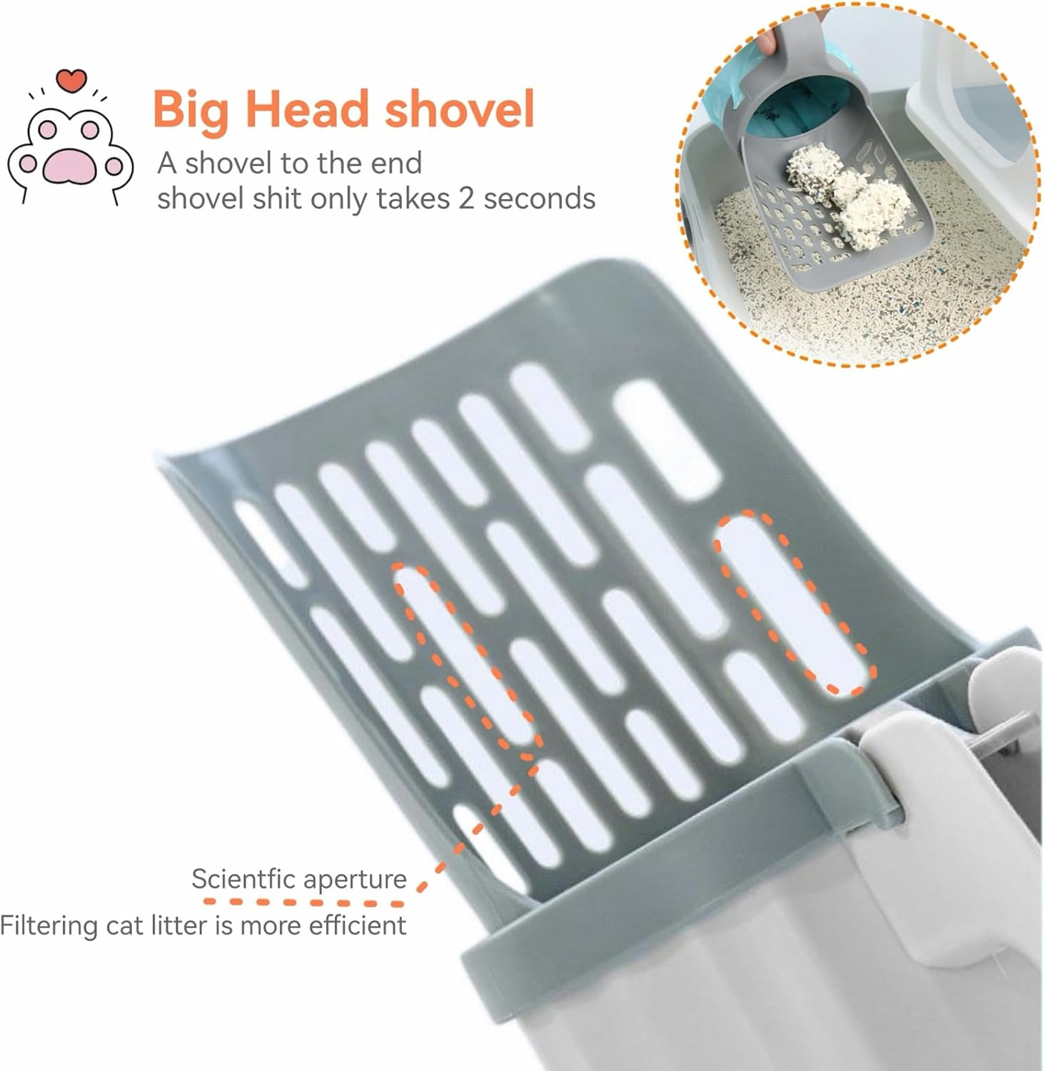 135 Bgas Cat Litter Scooper with Holder, 2 in 1 Poop Scooper, Cat Box Shovel with Waste Can, Large Capacity Cat Litter Box Scooper Portable Shovel, Cat Litter Garbage Can image number 6