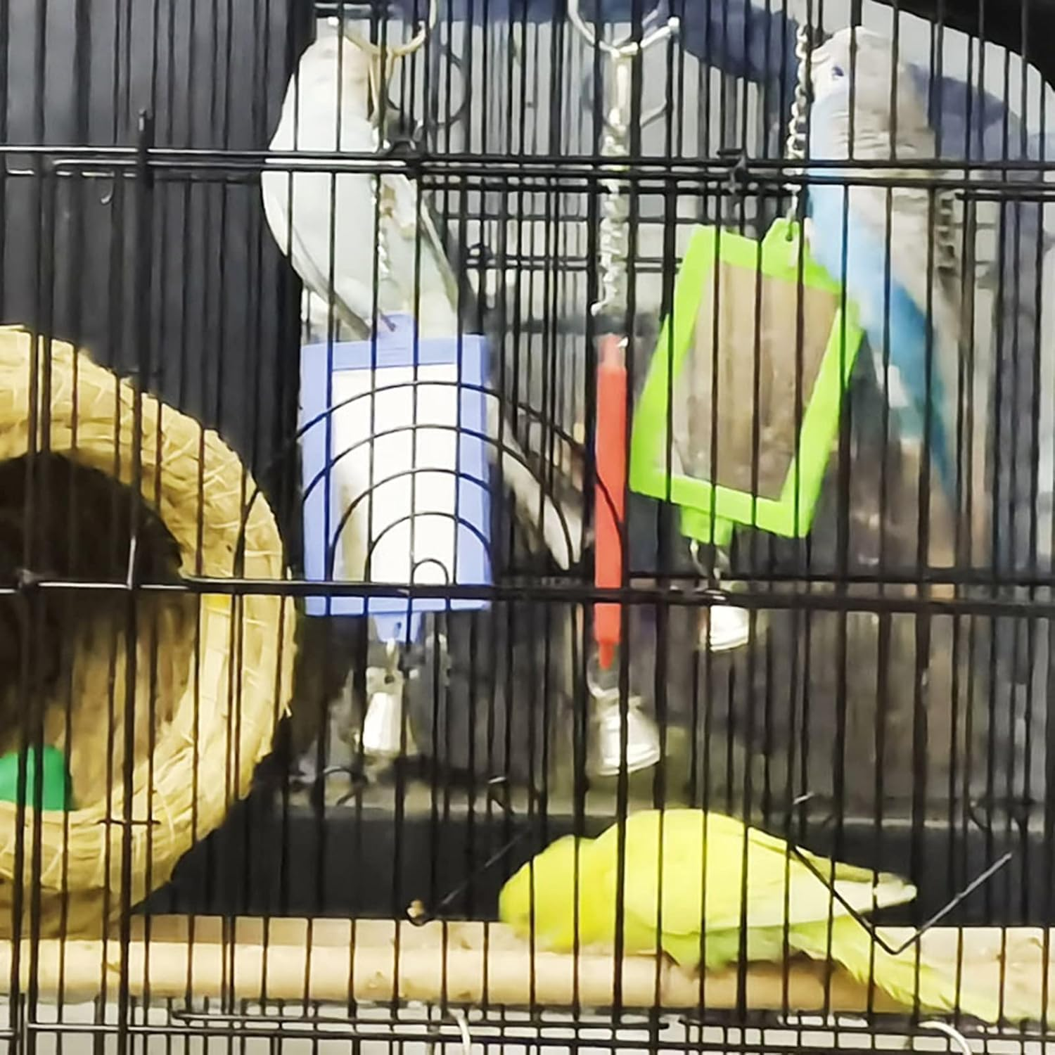 1Pc Random Color Pet Bird Mirror with Bell Interactive Parrot Toys for Budgies Parakeets Conures, Pet Supplies image number 3