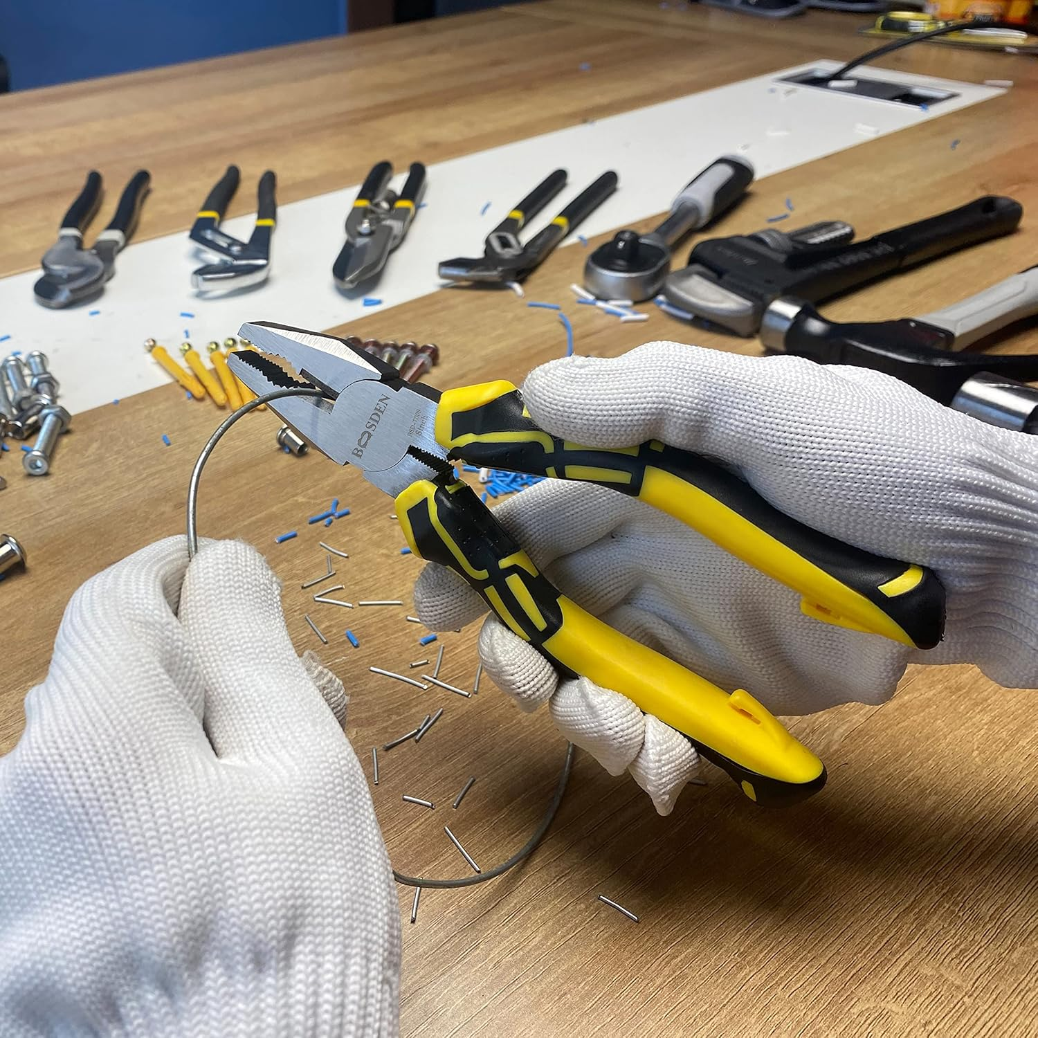 BOOSDEN 8 Inch Lineman'S Pliers - Side Cutters Combination Pliers with High Leverage and Wire Cutter Function image number 6