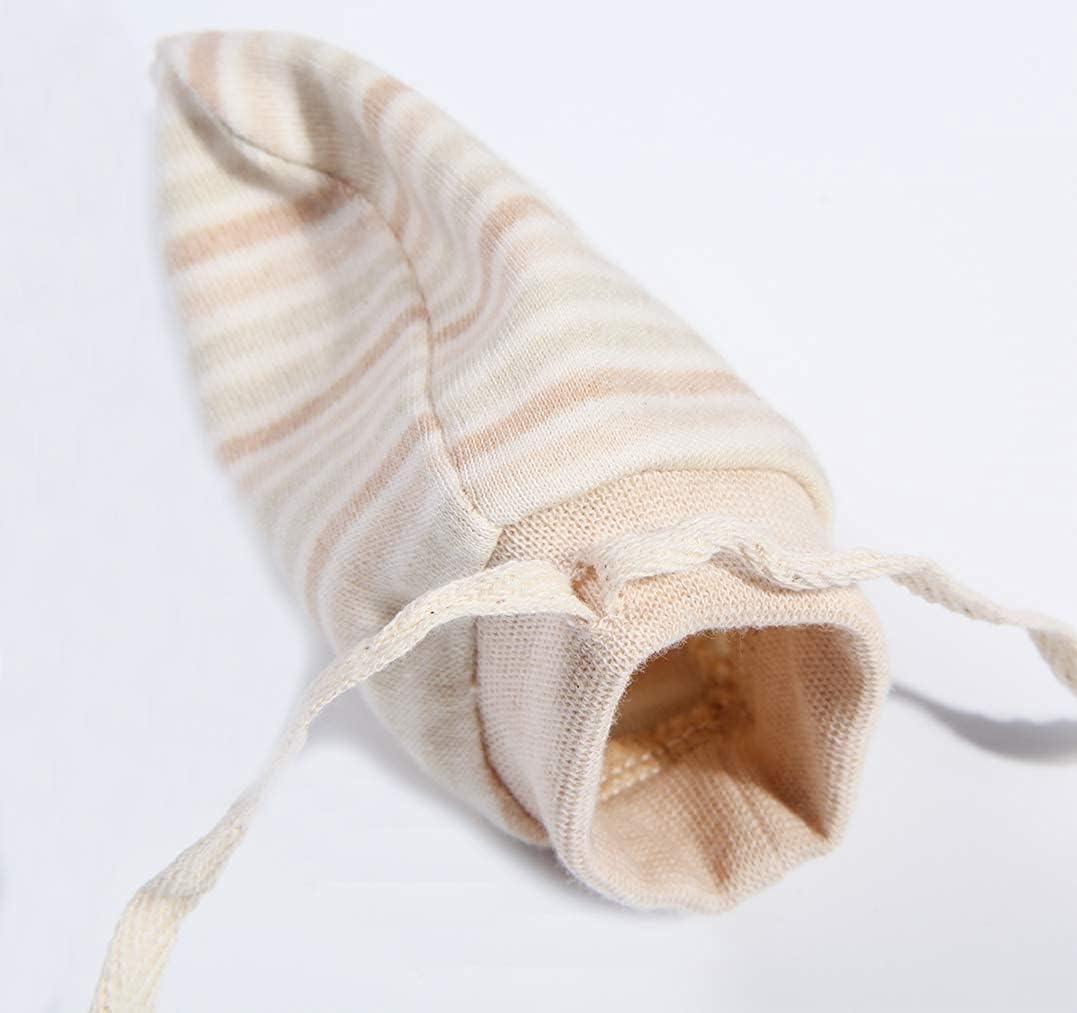 MOMSMENU Newborn Mittens No Scratch 100% Organic Cotton Mitts Baby Boy Girl Neutral 0-12 Months 3 Packs - Colorful Beige image number 7