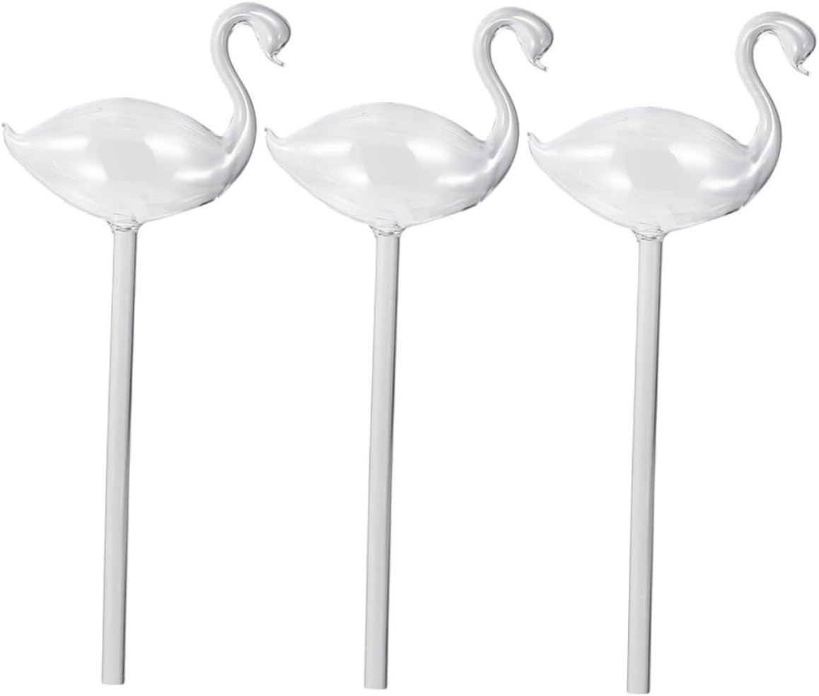 FUNOMOCYA 3Pcs Swan Flower Waterer Self Watering Bulbs Glass Plant Watering Devices for Outdoor Gardening Use image number 2