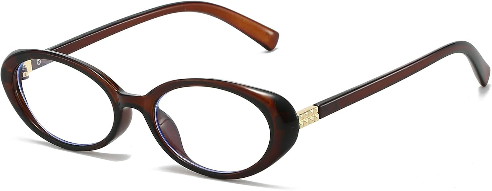 LJCZKA Oval Blue Light Glasses for Women Oval Computer Glasses anti Eyestrain Headache Trendy Y2K Shades for Reading Texting Gaming