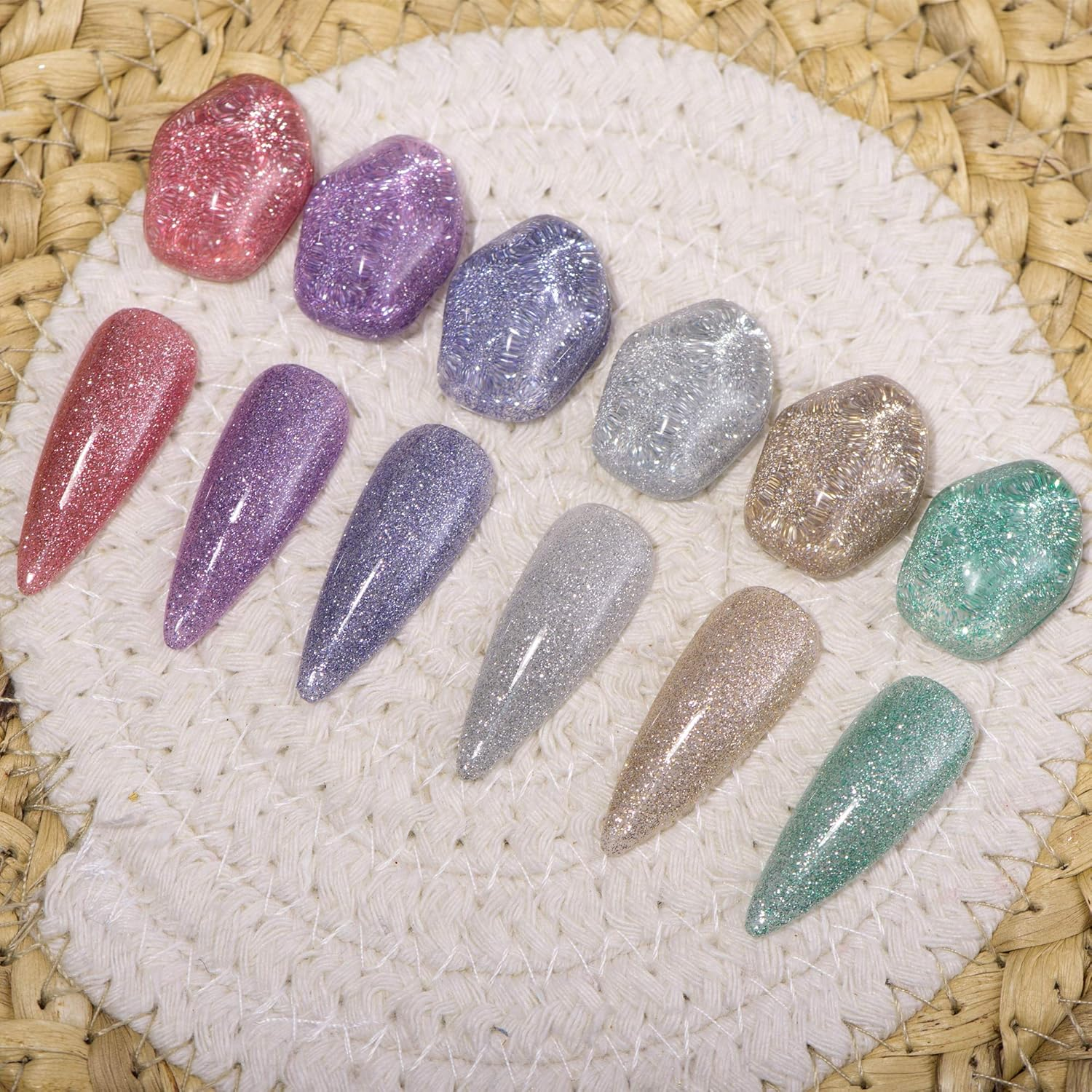 Joligel Glitter Gel Nail Polish Set 6Pcs Diamond Shine Super Sparkly Red Purple Blue Silver Gold Green, Soak off UV LED Gel Polish Manicure Nail Lacquer Kit, 10ML Each Bottle
