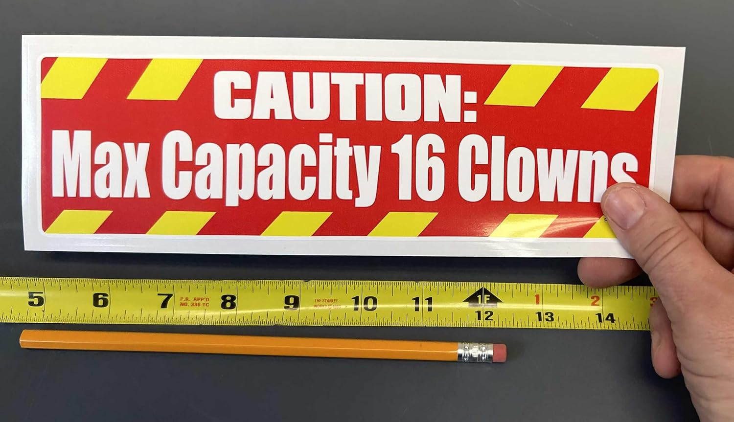 Gear Tatz - Caution: MAX Capacity 16 Clowns New Funny Novelty - Bumper Sticker - 3 X 10 Inch - Professionally Made in USA - Vinyl Decal image number 2