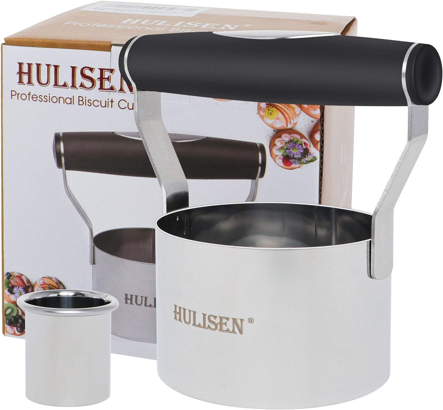 HULISEN 3 Inch Biscuit Cutter, Stainless Steel round Cookies Cutter with Soft Grip Handle, Gift Package image number 4