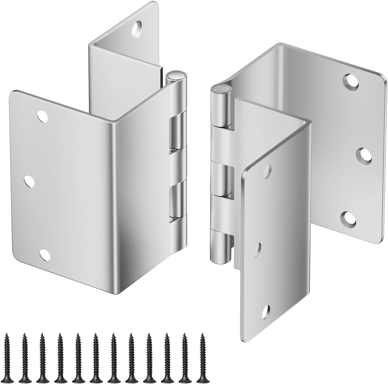 Duoduolaili 3.5 Inches Expandable Door Hinges Offset Hinges Pivot Door Hardware Swing Clear Hinge, Handicap Brass,Offset Door Hinges - 2 Swing Hinge in Satin Chrome, Sliver image number 2