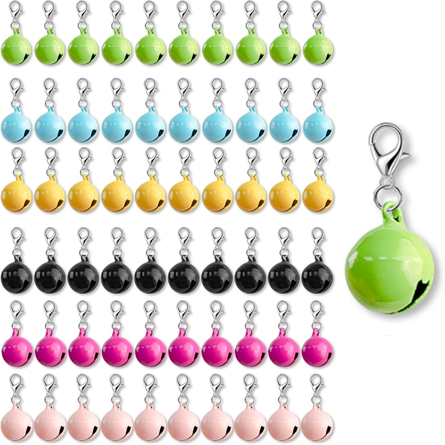 GTILE 60 Pcs of Cat Bell for Collars, Small Jingle Bells for Dog Collars, Cat Bells for Collar Loud, Candy Colors Pet Bell with Clasp for Dog Collar Charms and Holiday Party Decoration image number 2